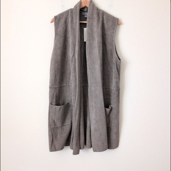 NWT Barefoot Dreams CozyChic Ultra Lite Shawl Vest Brown Loden XL BDWCU21535 - Picture 8 of 9